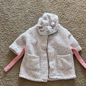 Adorable Pink and White Hooded Robe